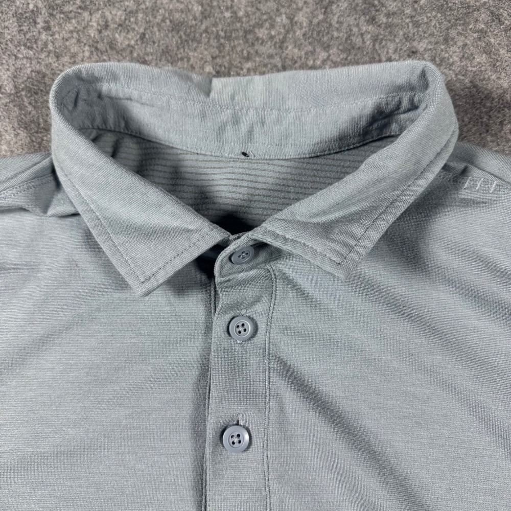 Lululemon Evolution Polo Shirt Mens Blue Gray Short Sleeve Golf Performance M - Picture 3 of 9